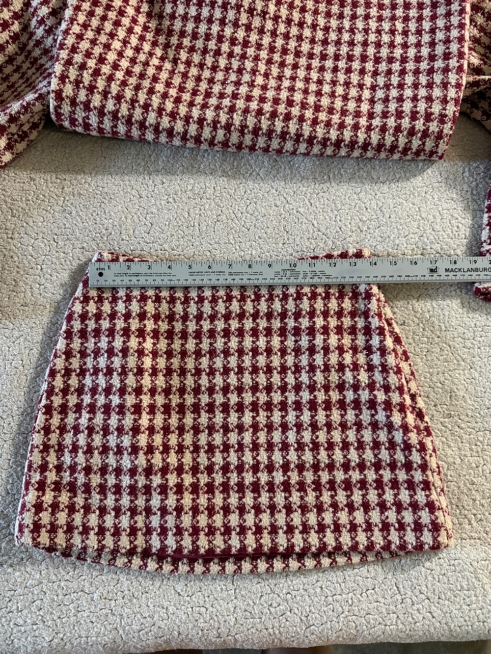 Vici Jensin Red and White Houndstooth Tweed Blazer Jacket and Skirt Set Small - Picture 8 of 10